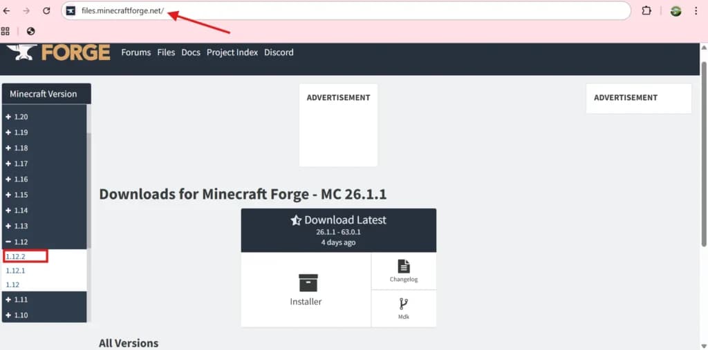 Forge installer used while preparing Jenny Mod for Minecraft Java Edition